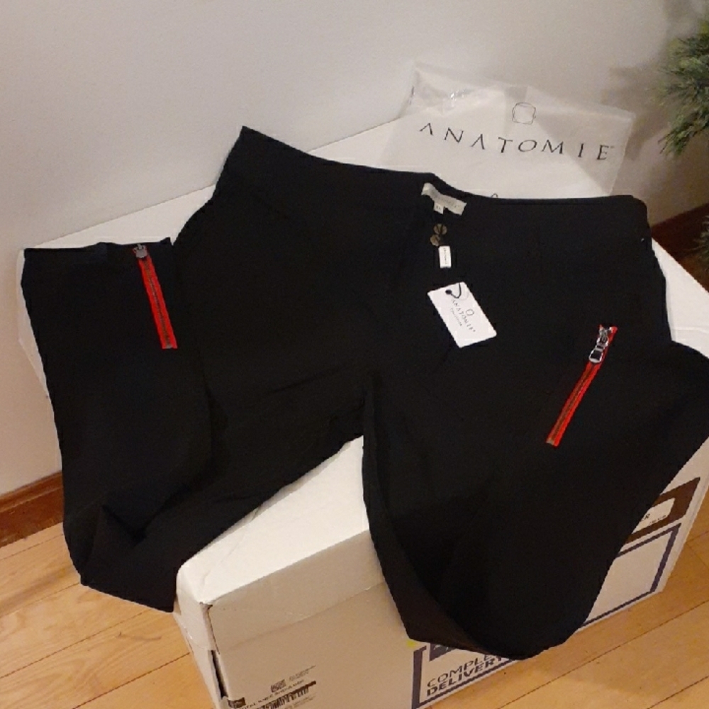 Anatomie Mandy Lightweight Black Pants with Red Zipper Accents, XL